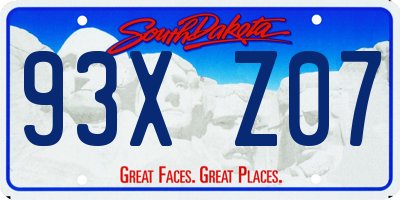 SD license plate 93XZ07