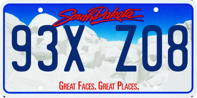 SD license plate 93XZ08