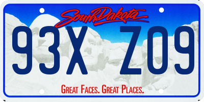 SD license plate 93XZ09