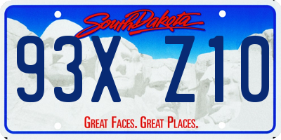 SD license plate 93XZ10