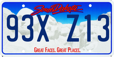 SD license plate 93XZ13
