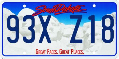SD license plate 93XZ18