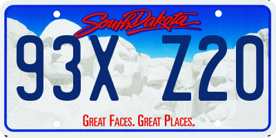 SD license plate 93XZ20