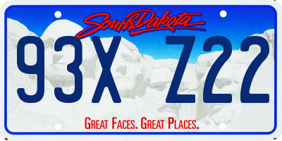 SD license plate 93XZ22