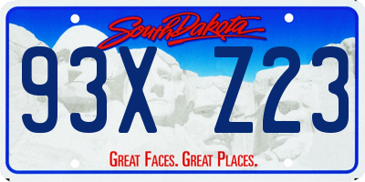 SD license plate 93XZ23