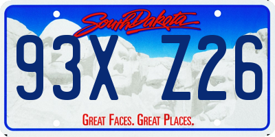 SD license plate 93XZ26