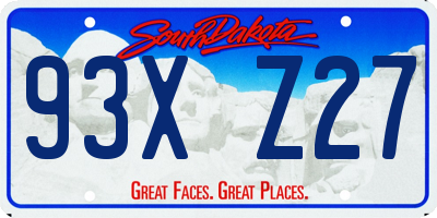 SD license plate 93XZ27