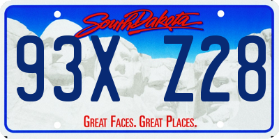 SD license plate 93XZ28