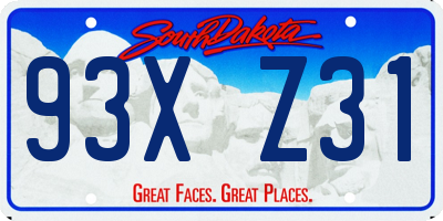 SD license plate 93XZ31
