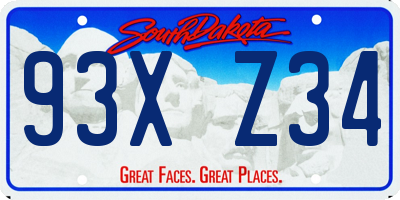 SD license plate 93XZ34