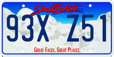 SD license plate 93XZ51