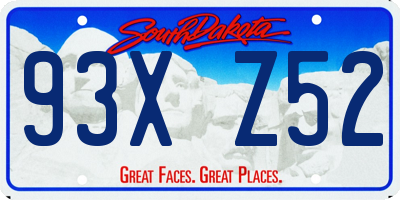 SD license plate 93XZ52