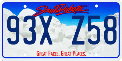 SD license plate 93XZ58