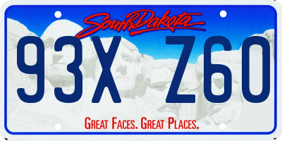 SD license plate 93XZ60