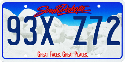 SD license plate 93XZ72
