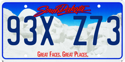SD license plate 93XZ73