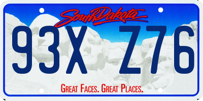 SD license plate 93XZ76