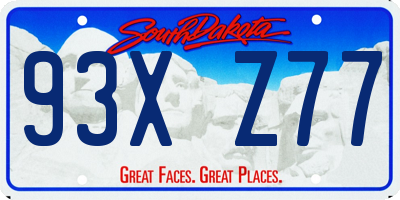 SD license plate 93XZ77