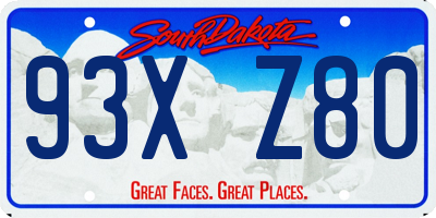 SD license plate 93XZ80