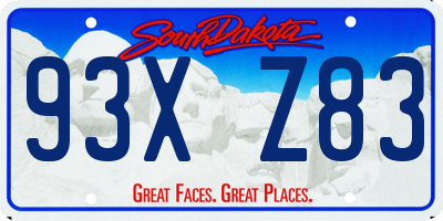SD license plate 93XZ83
