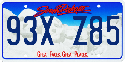 SD license plate 93XZ85