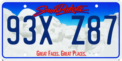 SD license plate 93XZ87
