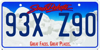 SD license plate 93XZ90