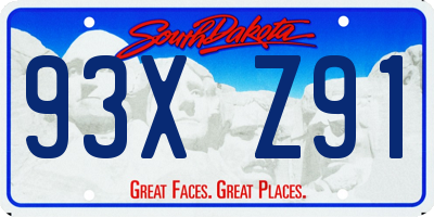 SD license plate 93XZ91