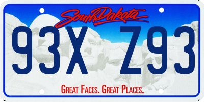 SD license plate 93XZ93