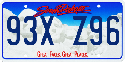 SD license plate 93XZ96