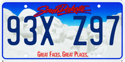SD license plate 93XZ97