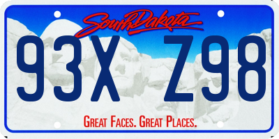 SD license plate 93XZ98