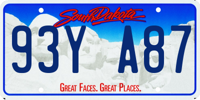 SD license plate 93YA87