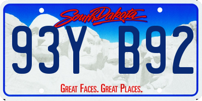 SD license plate 93YB92
