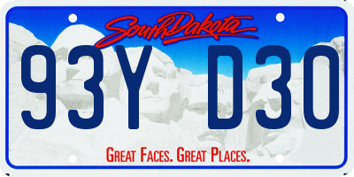 SD license plate 93YD30