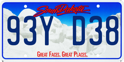 SD license plate 93YD38