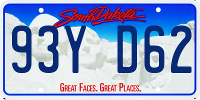 SD license plate 93YD62