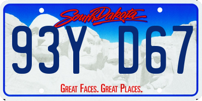 SD license plate 93YD67