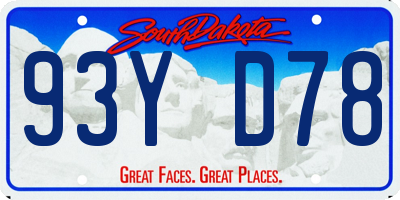 SD license plate 93YD78
