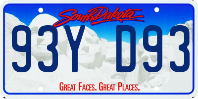 SD license plate 93YD93