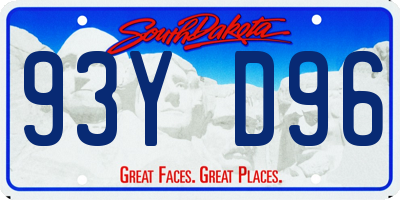 SD license plate 93YD96