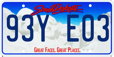 SD license plate 93YE03