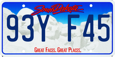 SD license plate 93YF45