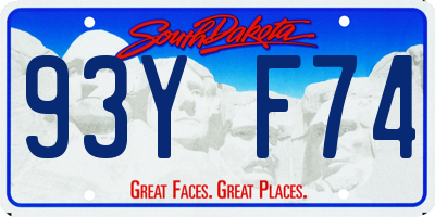 SD license plate 93YF74