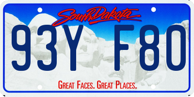 SD license plate 93YF80