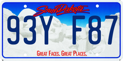SD license plate 93YF87