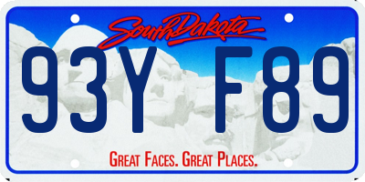 SD license plate 93YF89