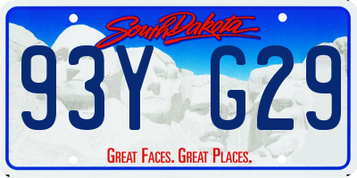 SD license plate 93YG29