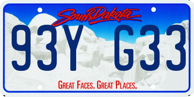 SD license plate 93YG33
