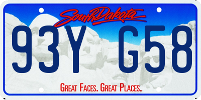 SD license plate 93YG58
